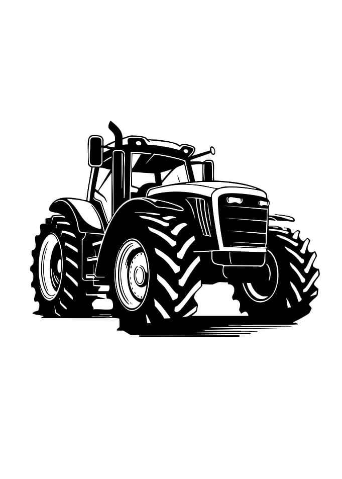 Black and White Tractor Illustration