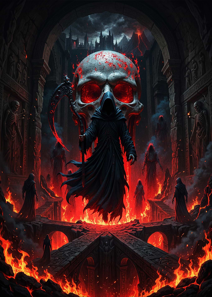 Grim Reaper in Hellish Underworld