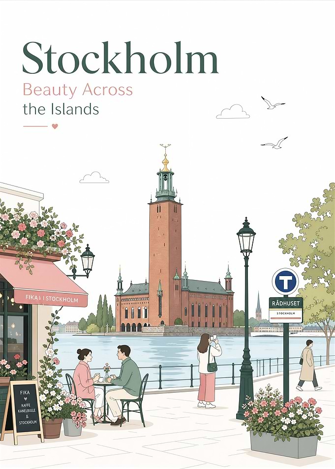 Stockholm Cityscape Travel Illustration