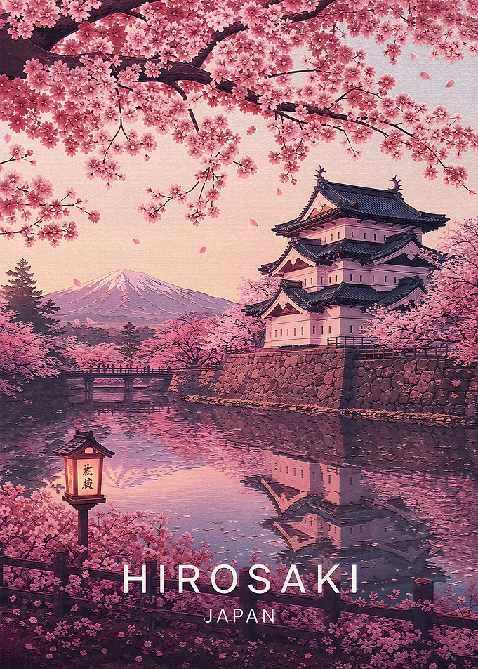 Hirosaki Castle Cherry Blossom Poster