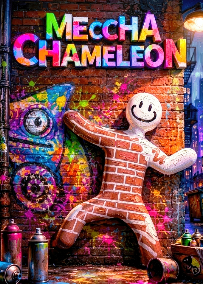 Meccha Chameleon Graffiti Street Art