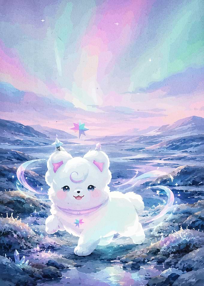 Cute Magical White Puppy Fantasy Art