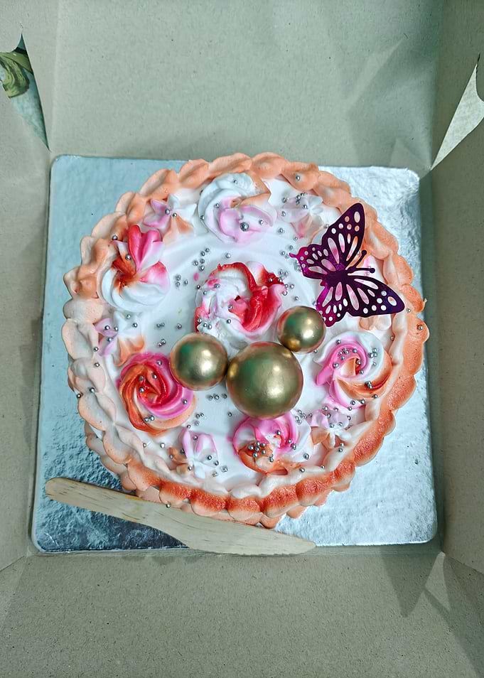Decorative Peach and Pink Birthday Cake