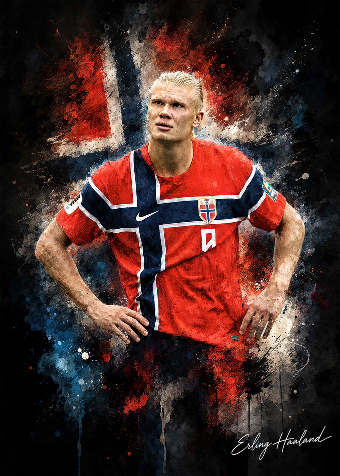 Erling Haaland Norway Soccer Poster