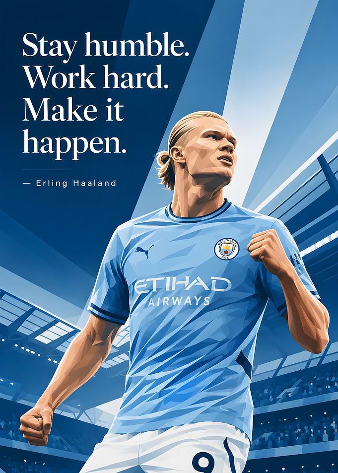 Erling Haaland Motivational Soccer Poster