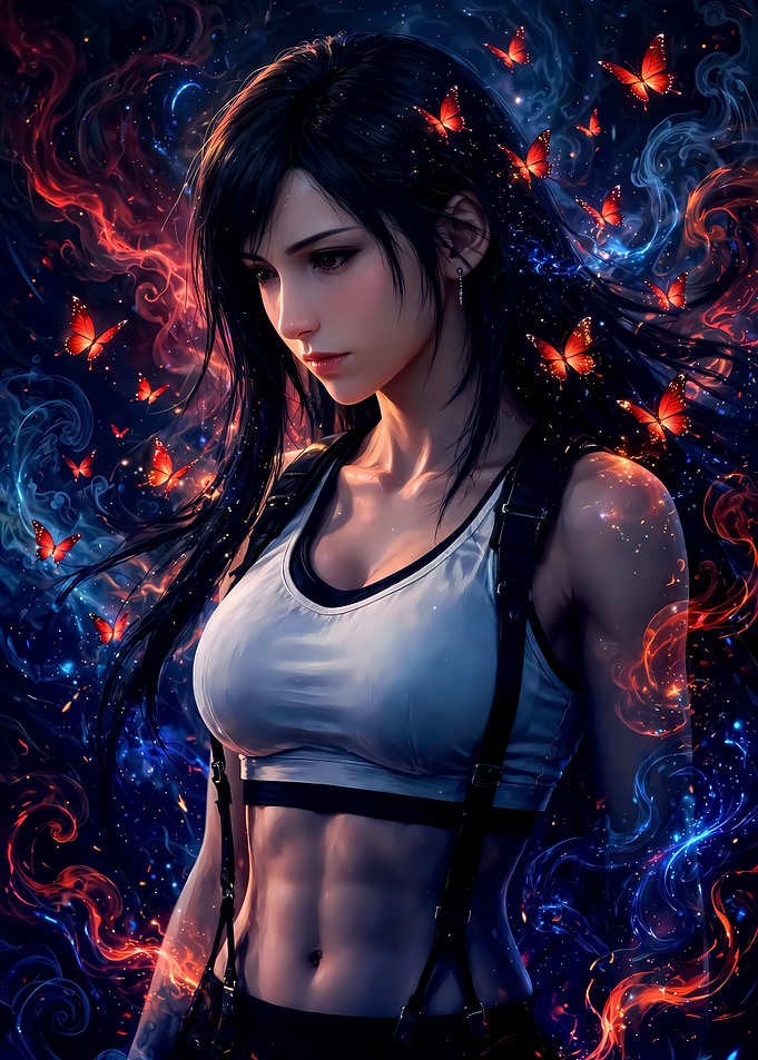 Tifa Lockhart with Glowing Butterflies