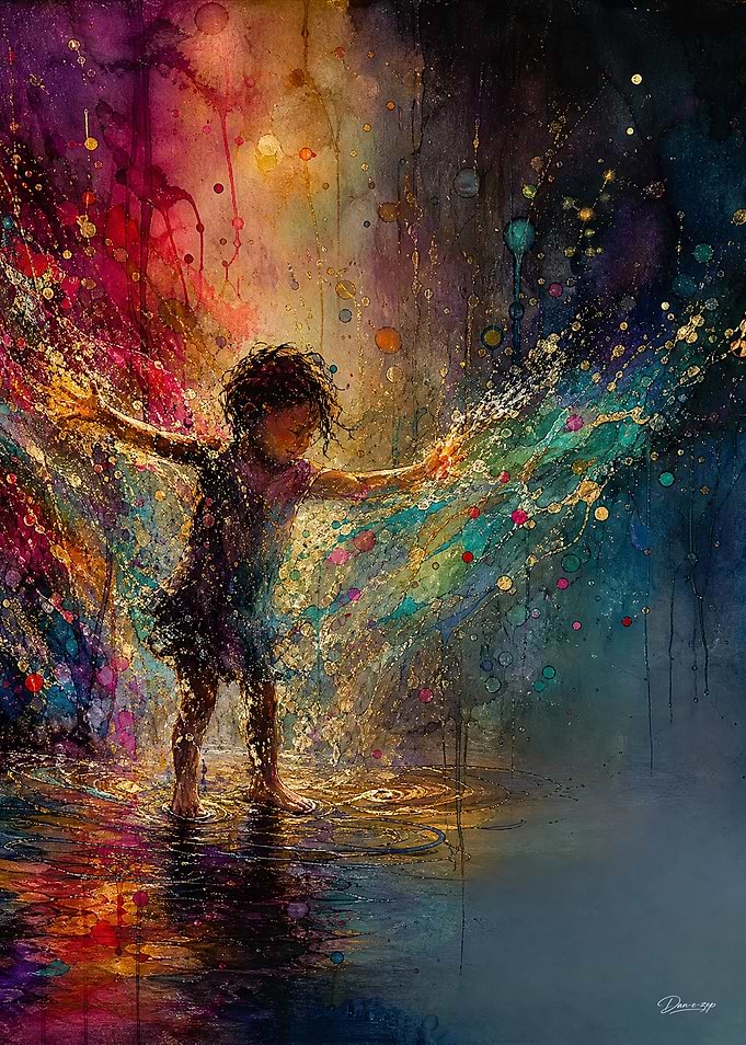 Child Playing in Magical Water