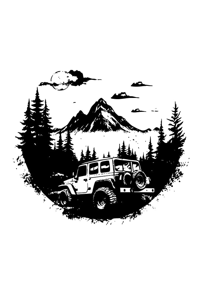 Off-Road Jeep in Mountain Landscape