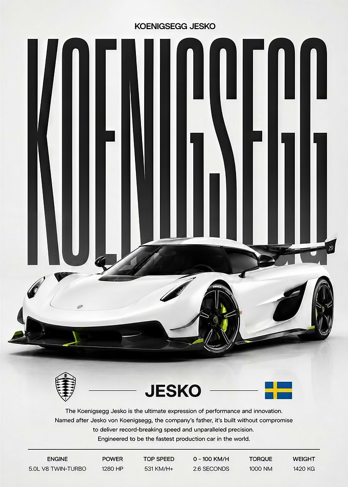 Koenigsegg Jesko Hypercar Poster