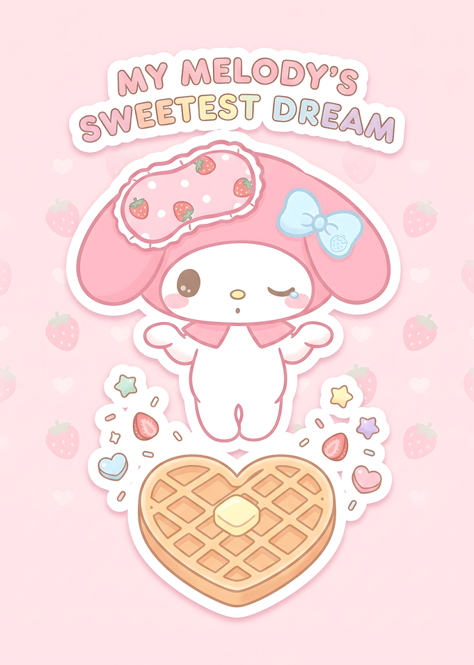 My Melody Sweetest Dream Waffle Illustration