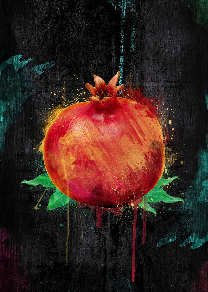 Abstract Artistic Pomegranate Illustration