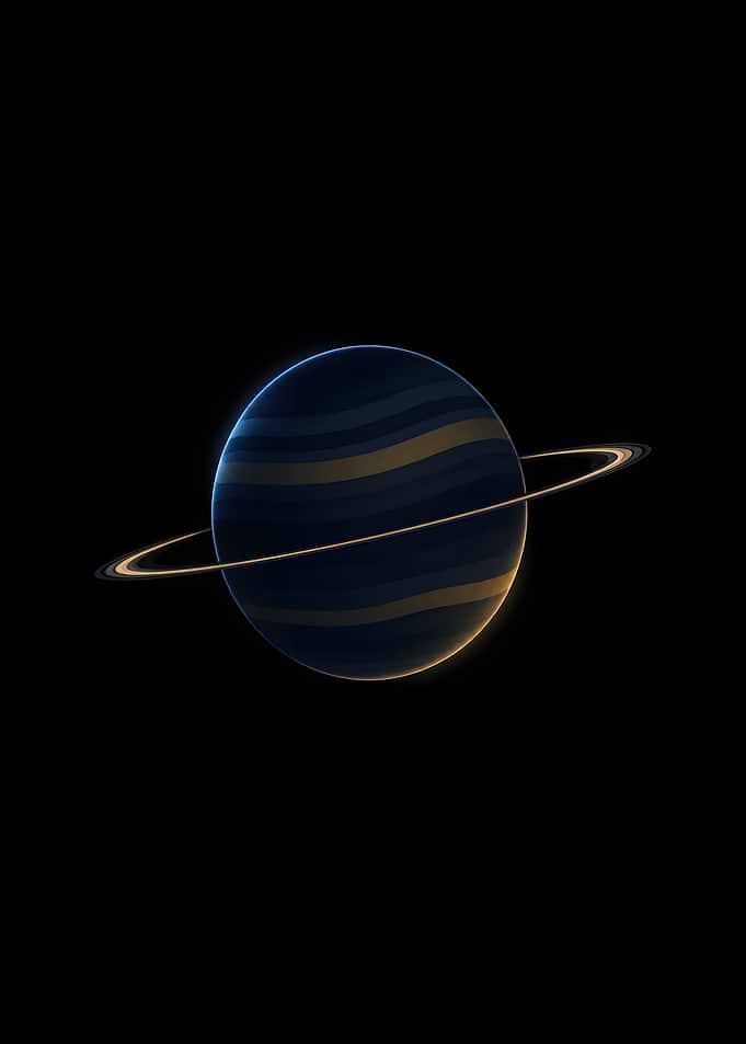 Minimalist Ringed Planet Deep Space