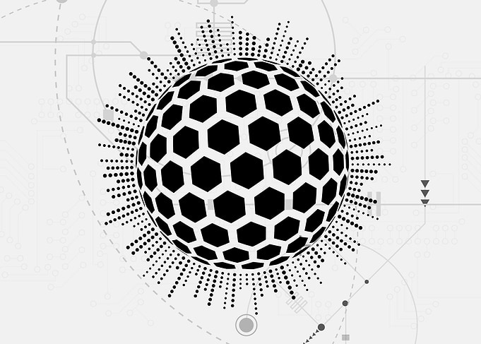 Abstract Hexagonal Sphere Digital Graphic