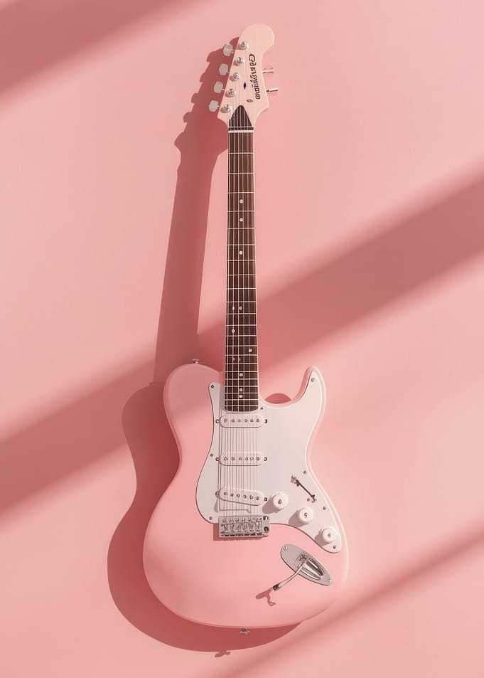 Pastel Pink Electric Guitar - Minimal Music