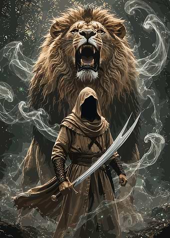 Hooded Warrior and Roaring Lion