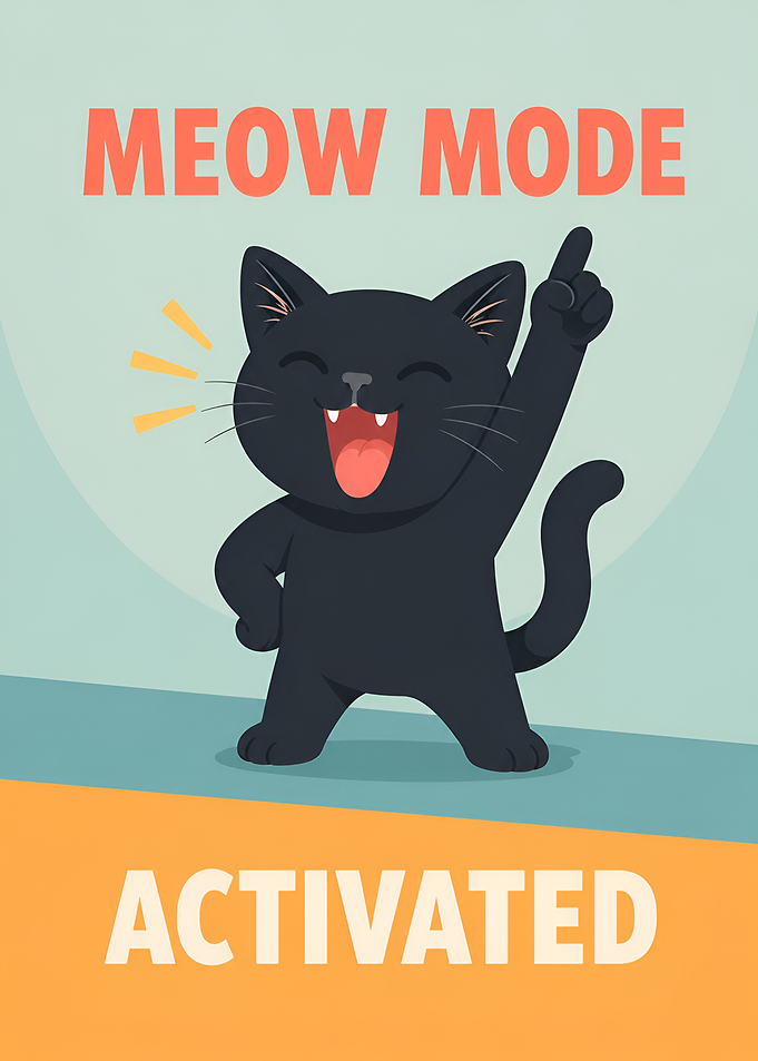 Meow Mode Activated Cat Poster