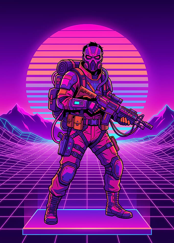 Synthwave Soldier Tactical Warrior