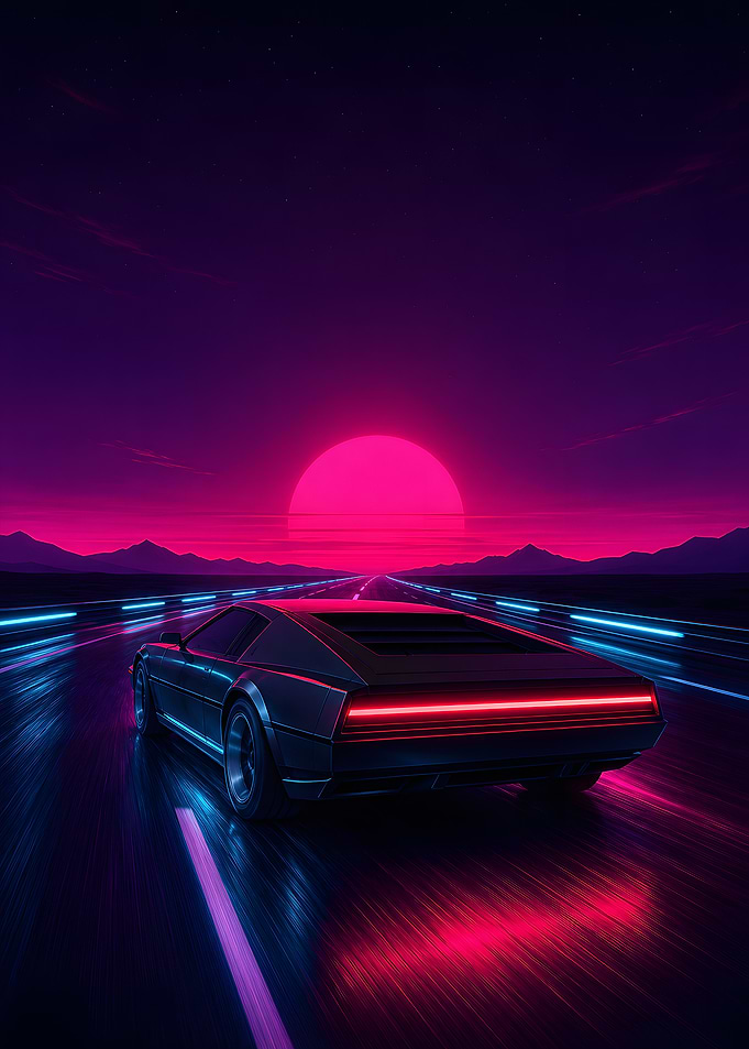 Retro Synthwave Supercar Midnight Drive