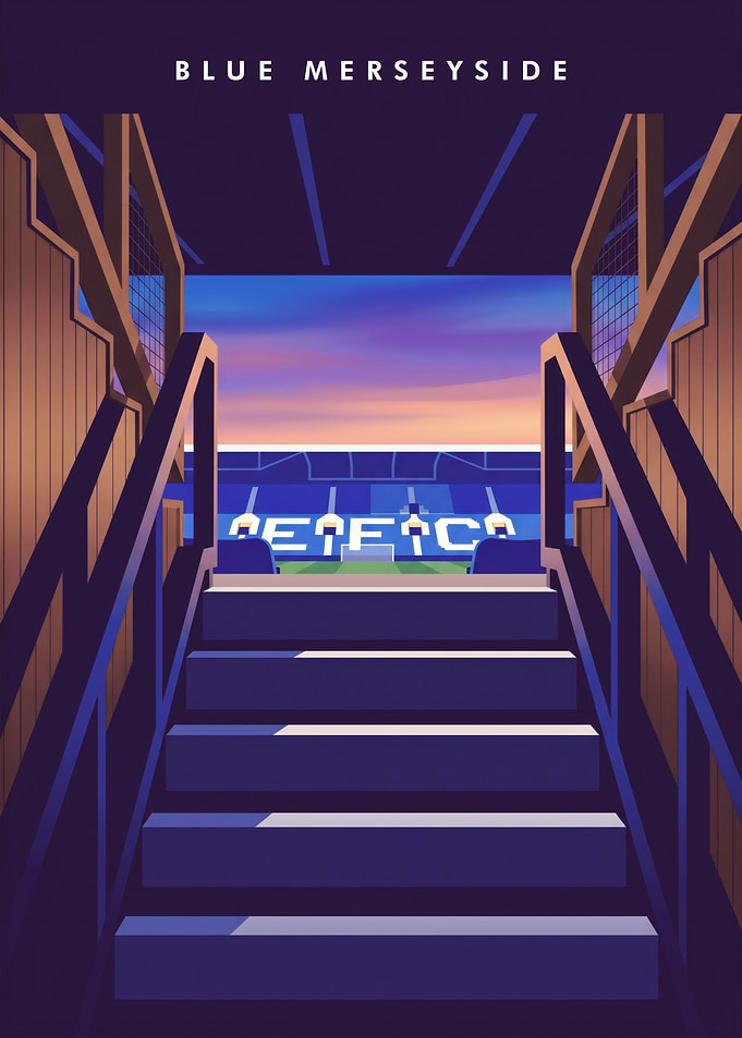 Blue Merseyside Everton FC Stadium Poster