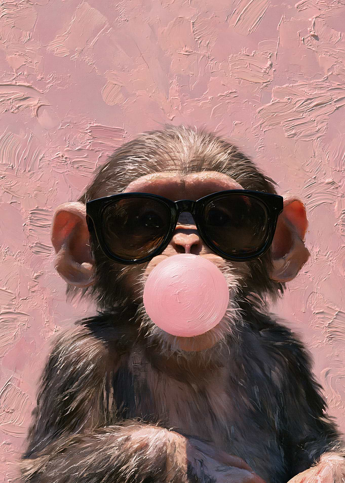 Cool Monkey Blowing Bubble Gum