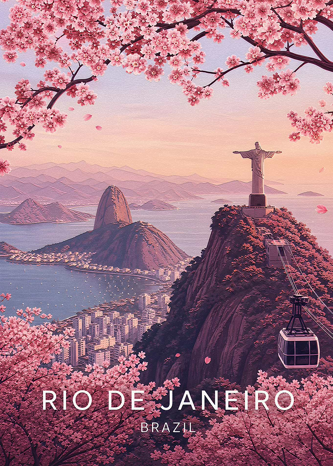 Rio de Janeiro Cherry Blossom Poster