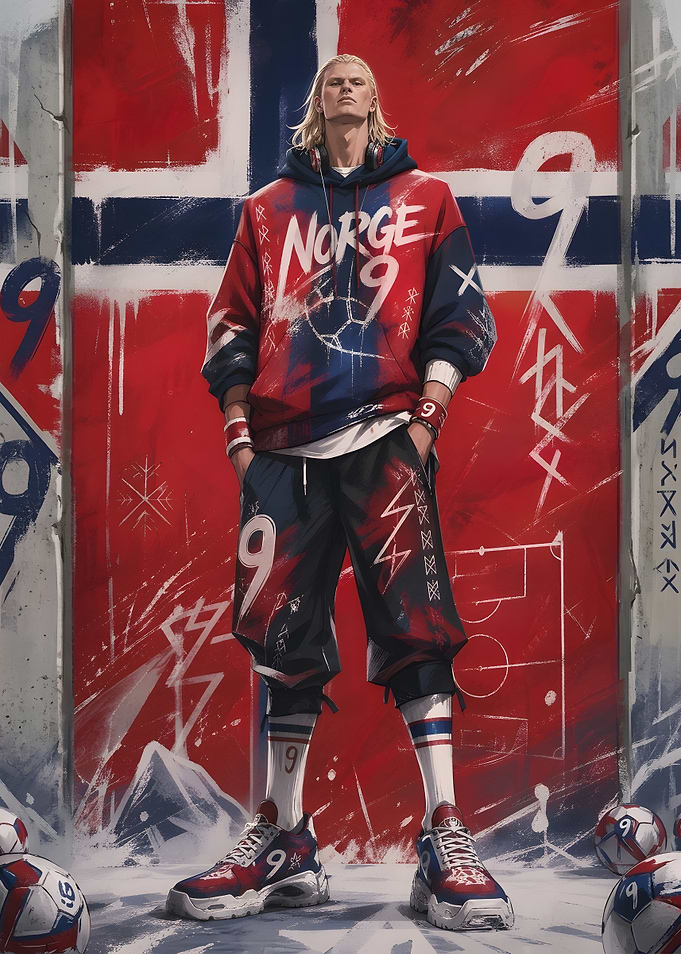 Erling Haaland Norwegian Soccer Streetwear Art