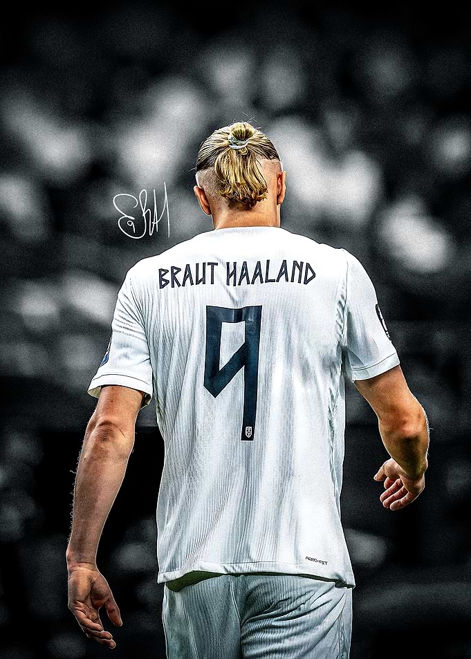 Erling Haaland Soccer Player Back View