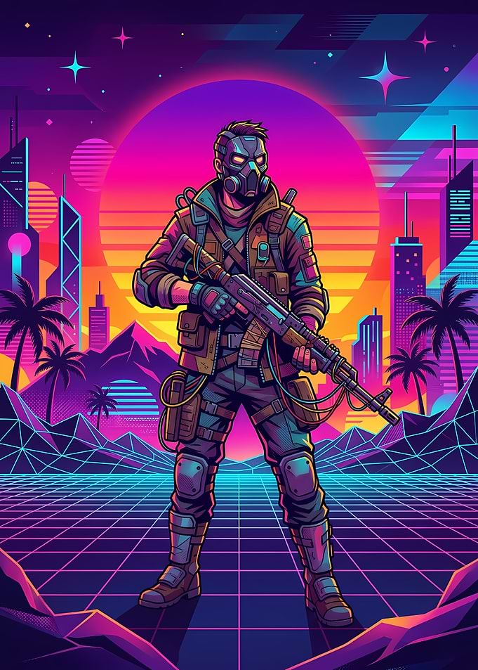Synthwave Soldier Illustration