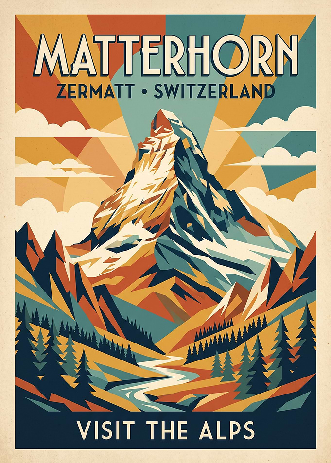Vintage Matterhorn Zermatt Travel