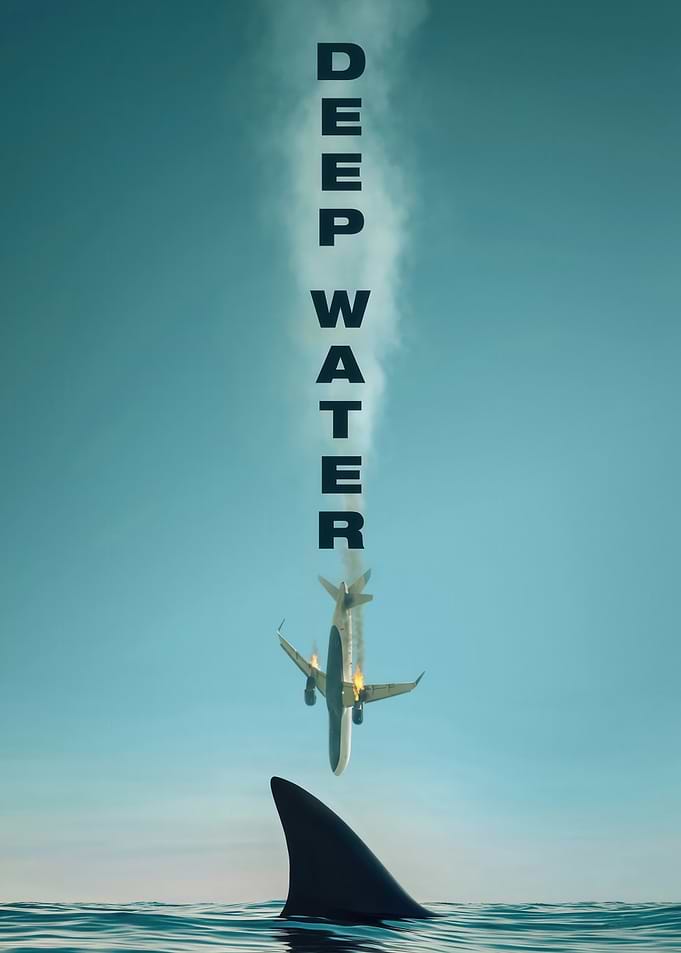 Deep Water Shark Plane Poster