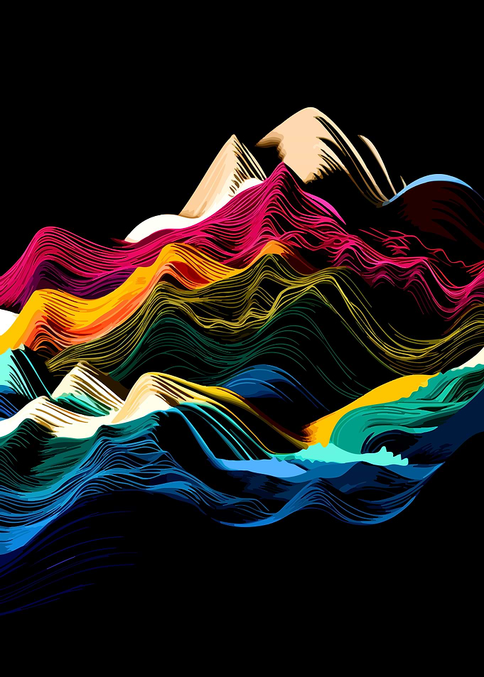Abstract Colorful Mountain Range Illustration