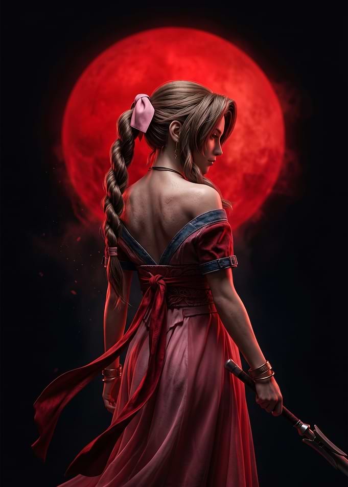 Aerith Gainsborough Under Red Moon