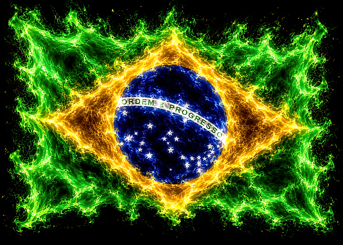 Flaming Brazil Flag