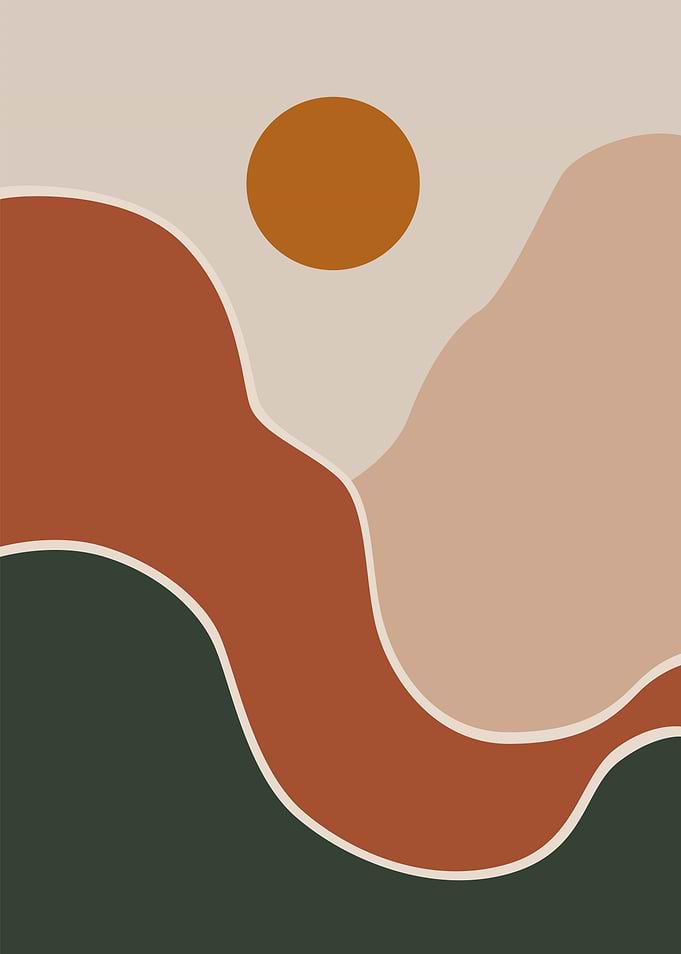 Minimalist Abstract Landscape with Sun