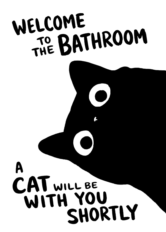 Funny Bathroom Cat Sign