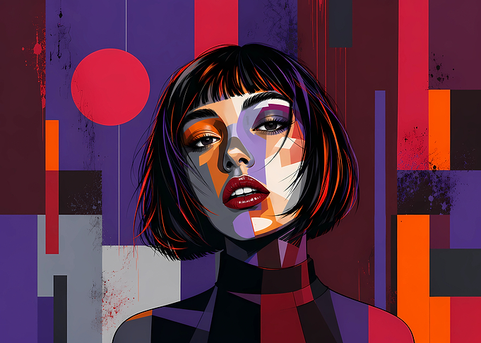 Abstract Geometric Portrait of a Woman