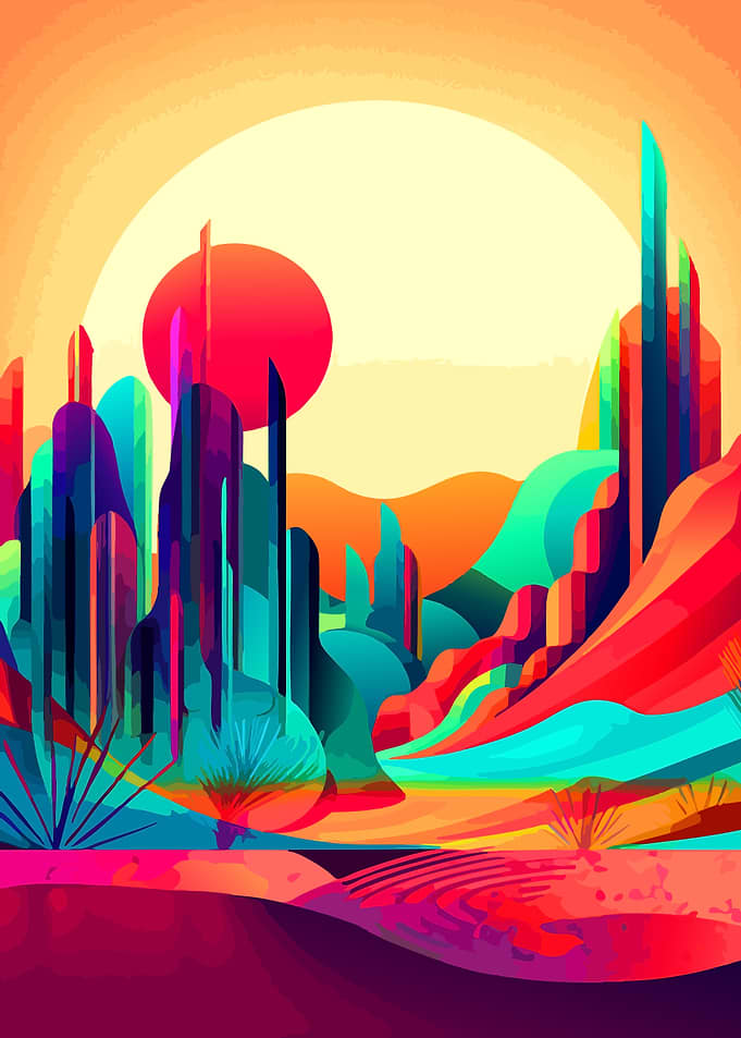 Vibrant Abstract Desert Landscape