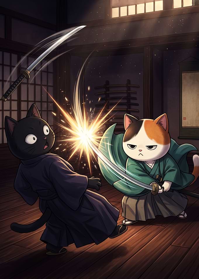 Samurai Cat Sword Duel