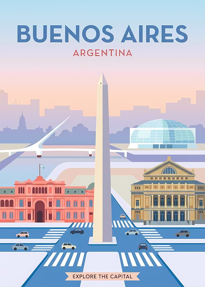 Buenos Aires Travel Poster Illustration