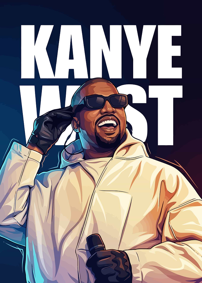 Kanye West Digital Portrait Poster