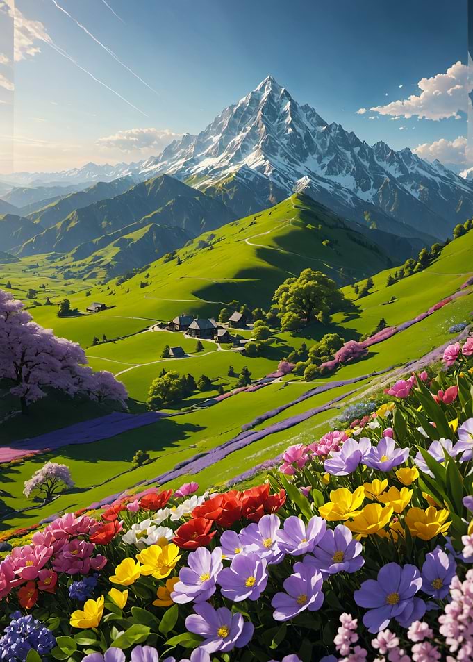 Alpine Meadow with Colorful Wildflowers