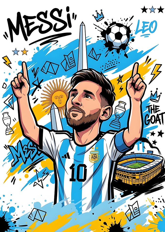 Lionel Messi Argentina Soccer Illustration
