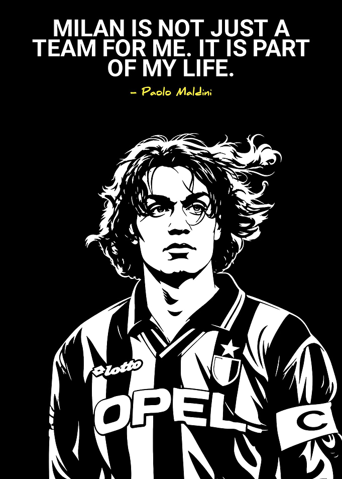 Paolo Maldini AC Milan Quote Poster