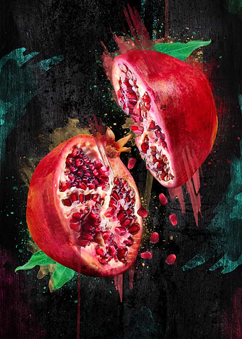 Artistic Pomegranate Split in Two