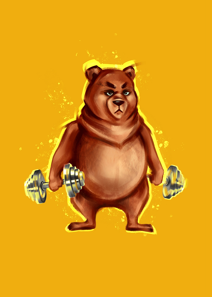 Strong Bear Lifting Dumbbells Illustration