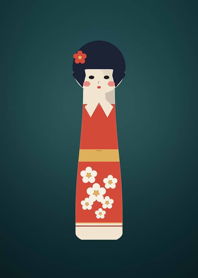 Kokeshi Doll - Minimalist Japanese Wooden Doll