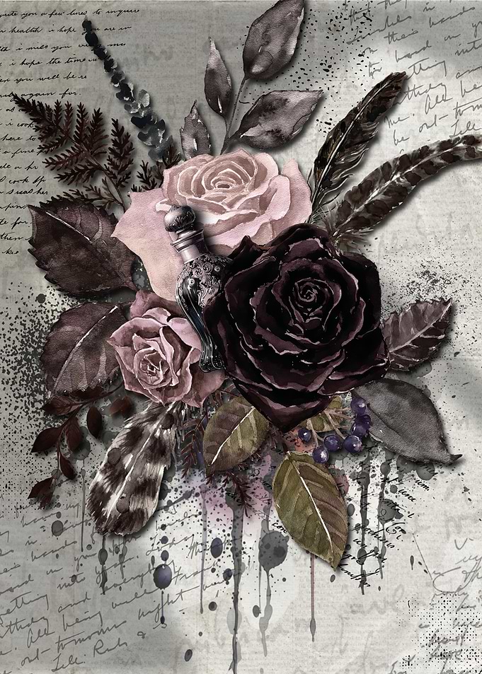 Vintage Floral and Perfume Collage