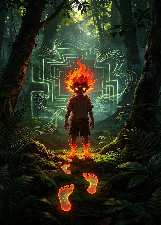 Fiery Spirit in Enchanted Forest