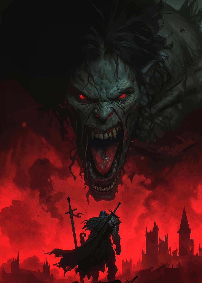 Knight Facing a Monstrous Demon