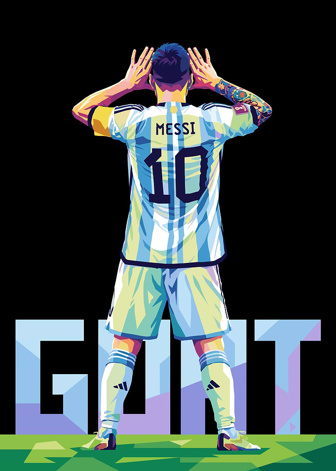 Lionel Messi GOAT Vector Art Poster